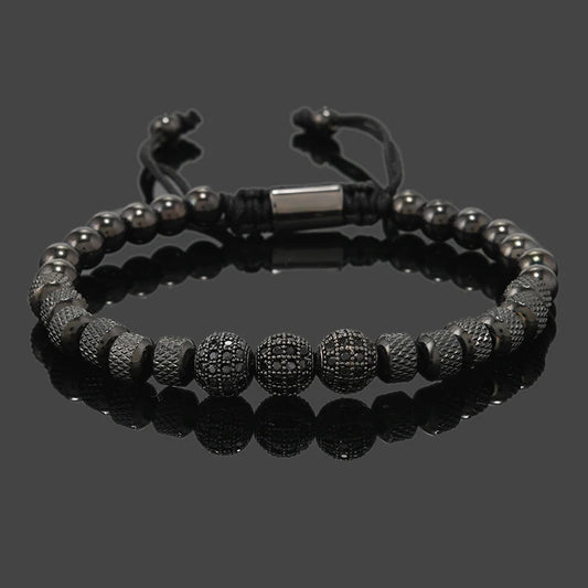Luxury Royal Golden CZ Ball Man Bracelet Stainless Steel Beads Hand Jewelry Boy Gift