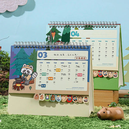 2026 Capybara Desktop Calendar Cute Animal Standing Desk Planner 12-Month Table Calendar for Office, School, Home Kitchen Decor