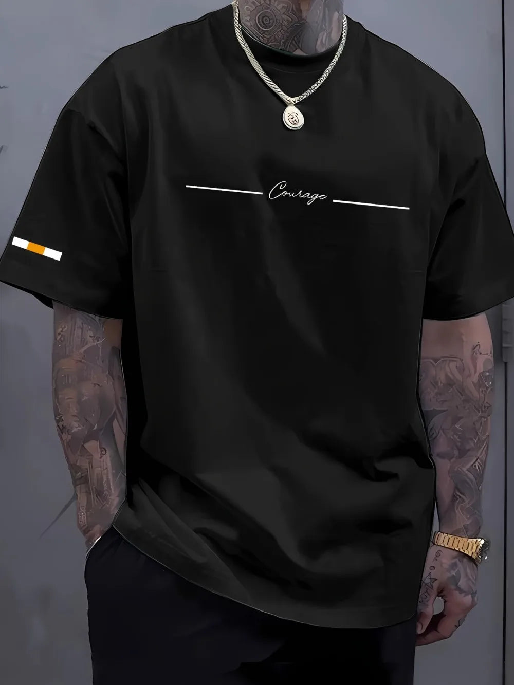 Men's Breathable T-Shirt - Summer Casual Top With Striped Printed Tee Design
