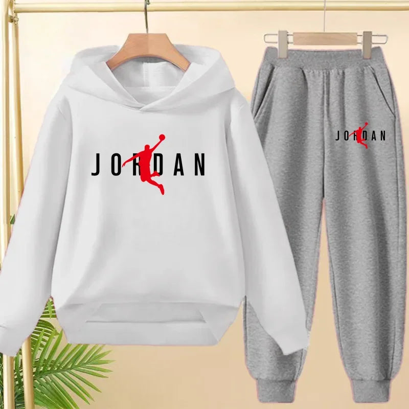 Children's Sportswear Set with Hoodie Sweatshirt And Long Pants Suitable for Kids Aged 3-13 Years Old for Engaging in Sports