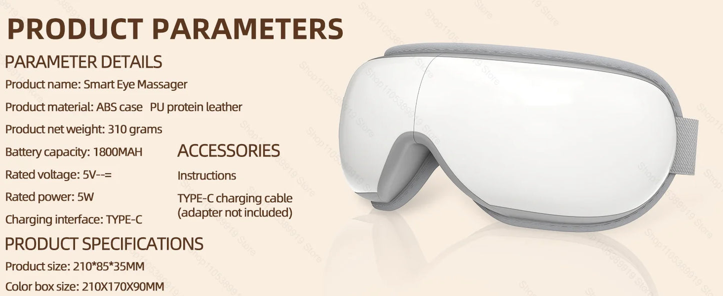 Heated Smart Vibration Eye Massager Airbag Compress Eye Care Instrument Bluetooth Music Eye Massage Sleepping Mask Relax Fatigue