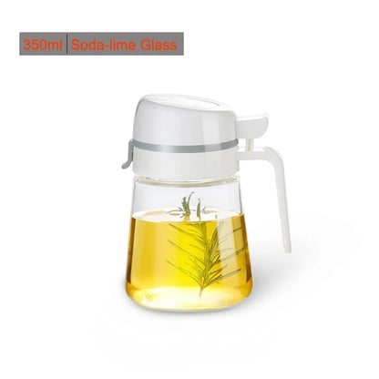 Olive Oil Dispenser Bottle - Auto Flip Glass Kitchen Container Leakproof for Cooking Oil Soy Sauce Coffee Syrup