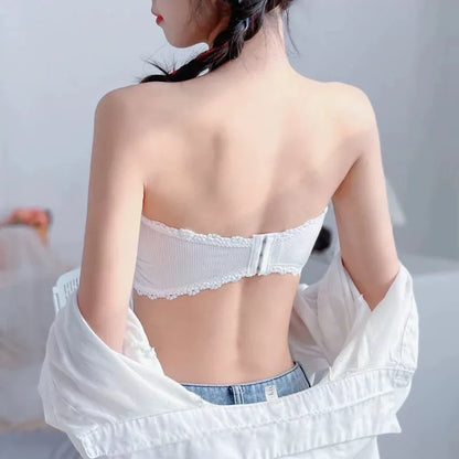 Lace Strapless Bra - Seamless Push Up Bralette | Wire Free Cotton Lace Bra