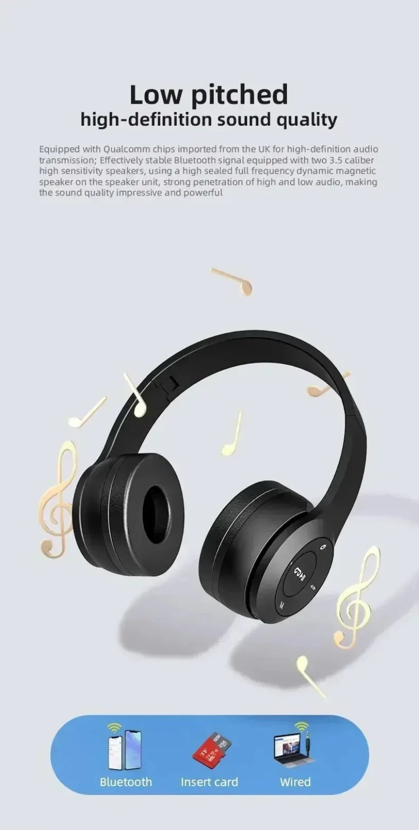 Stereo P47 Headset 5.0 Bluetooth Headset Folding Series Wireless Sports Game Headset  Foldable Wireless Bluetooth Headphone