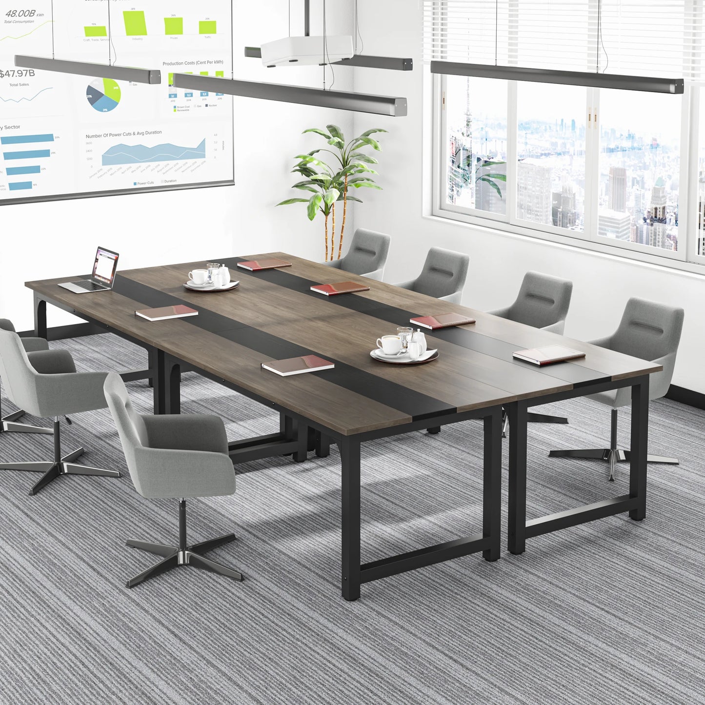 Large Office Desk | Modern Computer Desk - Spacious Writing Workstation for Home Office
