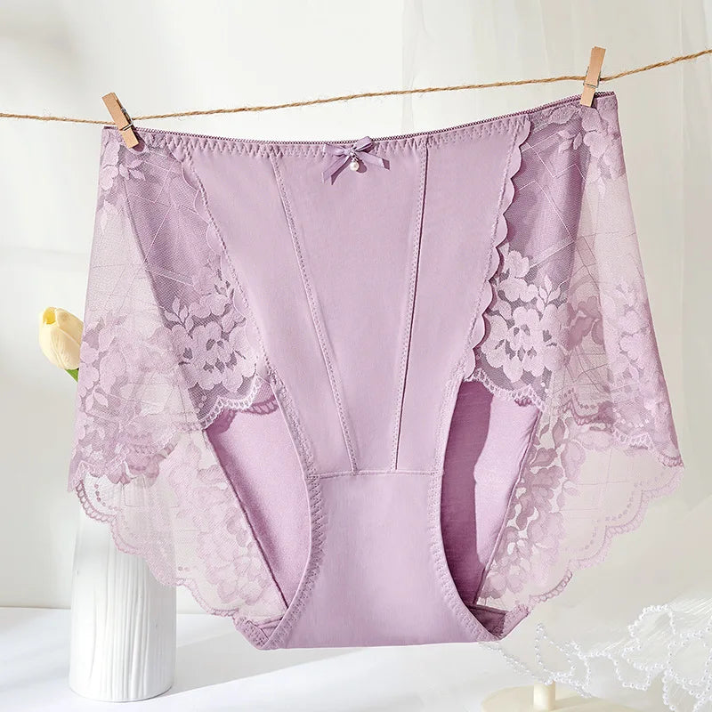 New Plus Size Lace Panties   High Waist Modal Underwear for Women 60-105kg Summer Thin  Sexy