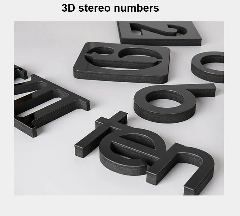 Large 3D Number Wall Clock - DIY Home Decoration for Living Room Bedroom Study Hotel