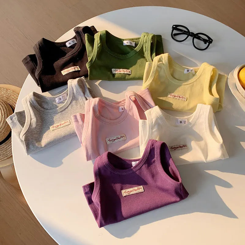 Kids Summer Clothes Sleeveless T-shirt Fashion Children T-shirt For Girls Boys Cotton Vest Tops