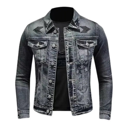 Men's Vintage Denim Jacket High Street Trend Loose Street Riding Biker Clothing Handsome Casual Buttoned Lapel Men's Clothing