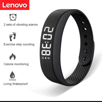Lenovo Smart Bracelet LED Digital Waterproof Smart Band Running Pedometer Health Monitor Sleep Tracking Vibration Alarm Reminder