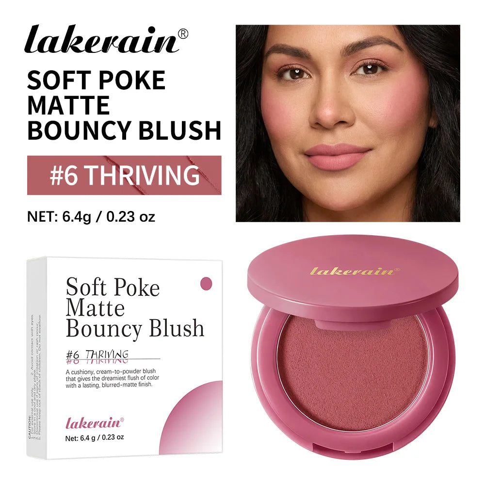 New Matte Blush Cream to Powder Cushiony Bouncy Texture Long Lasting Natural Flush Brightens Face Complexion Woman Makeup