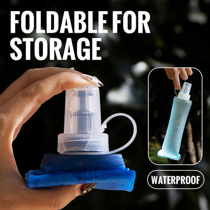 WRELS Soft Water Bottle Collapsible Soft Flask TPU Running Water Bottle Foldable Water Bag BPA-Free Sports Soft Water Flask