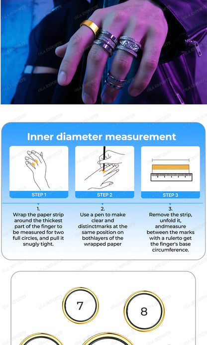 Ola Esporte Smart Ring Blood Pressure Heart Rate Monitoring Smartring IP68&5ATM Waterproof Multi-sport Mode Smartring Man Women