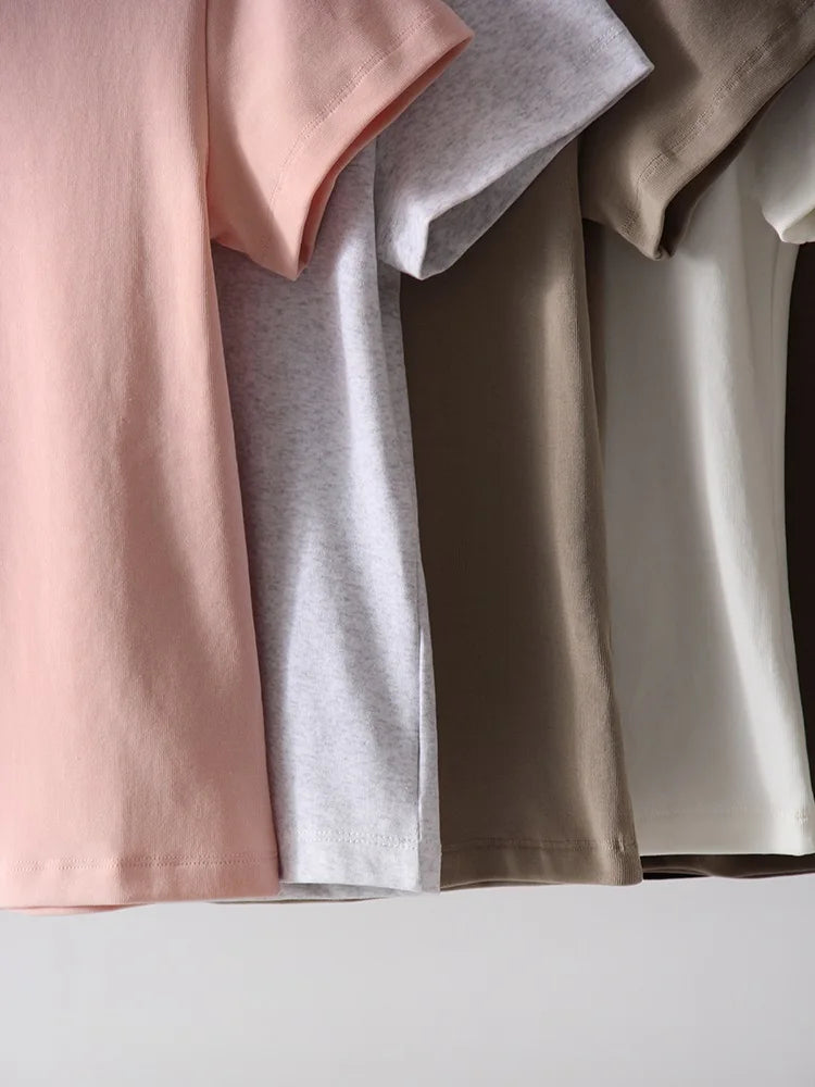 Basic T Shirts Women Cotton Slim Fit White Tops Summer Black Tees Crew Neck 100% Cotton T Shirt For Women Plain T-shirts Soft