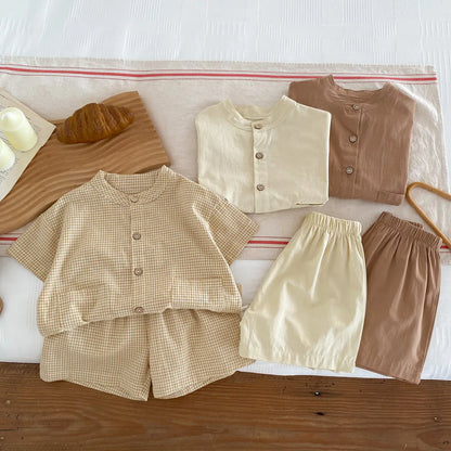 MILANCEL Chidren Clothing Set Casual Boys Suit  Short Sleeve Shirt And Pants 2 PCs Clothes Suit