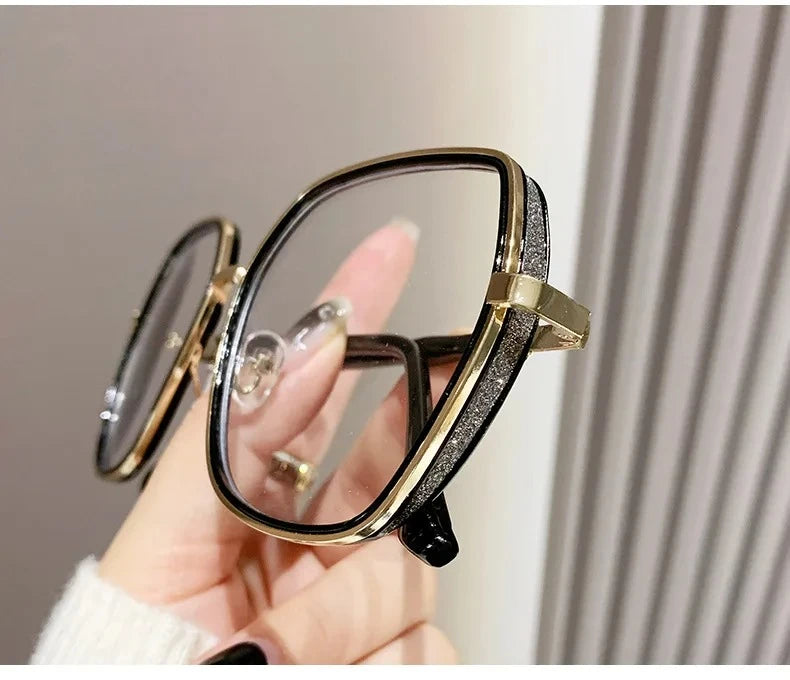 Anti Blue Light Glasses – Oversized Polygonal Frames with Transparent Acrylic Lenses