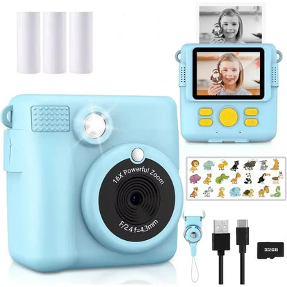 Instant Print Camera - Kids Digital Camera with 1080P HD Video, Waterproof & Shockproof Toy