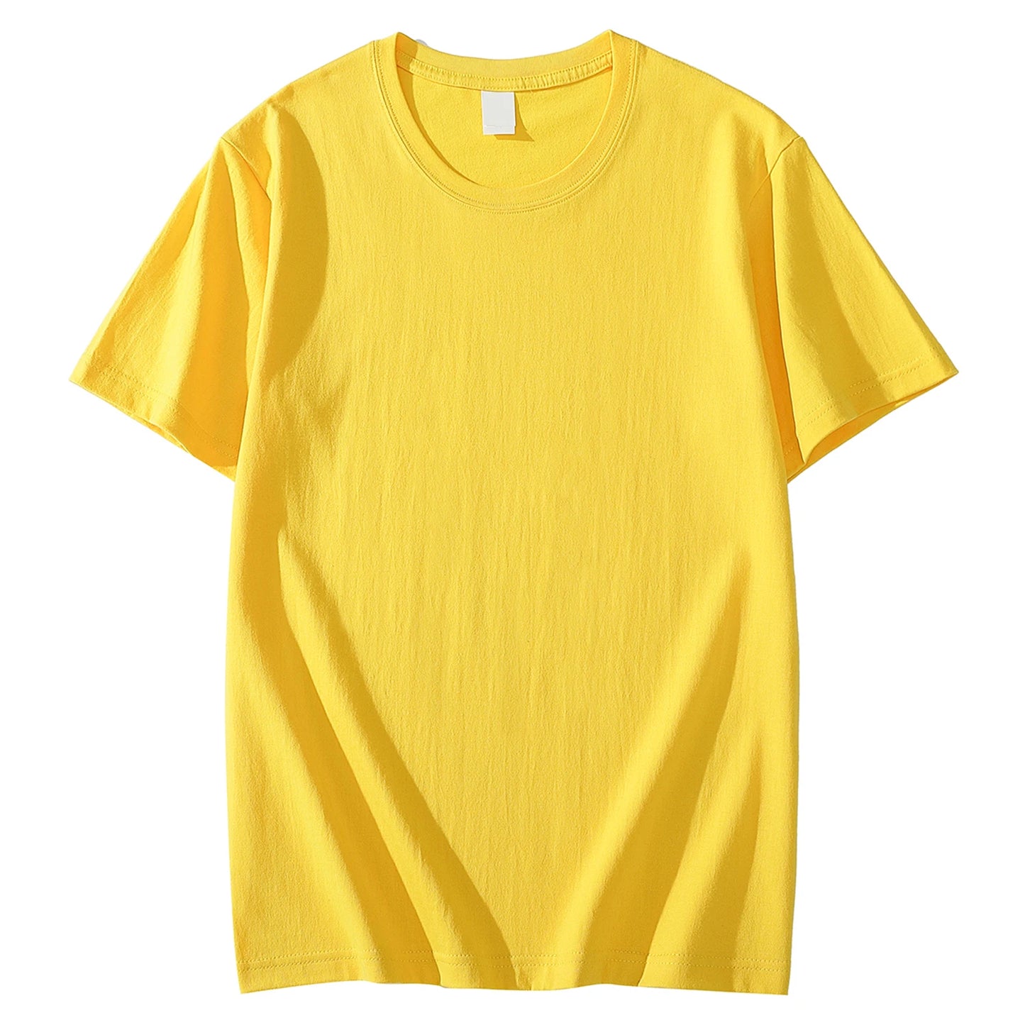 Solid Color T-Shirt - Heavy Cotton Fabric Crewneck Tee for Men & Women, Short Sleeve Casual Top