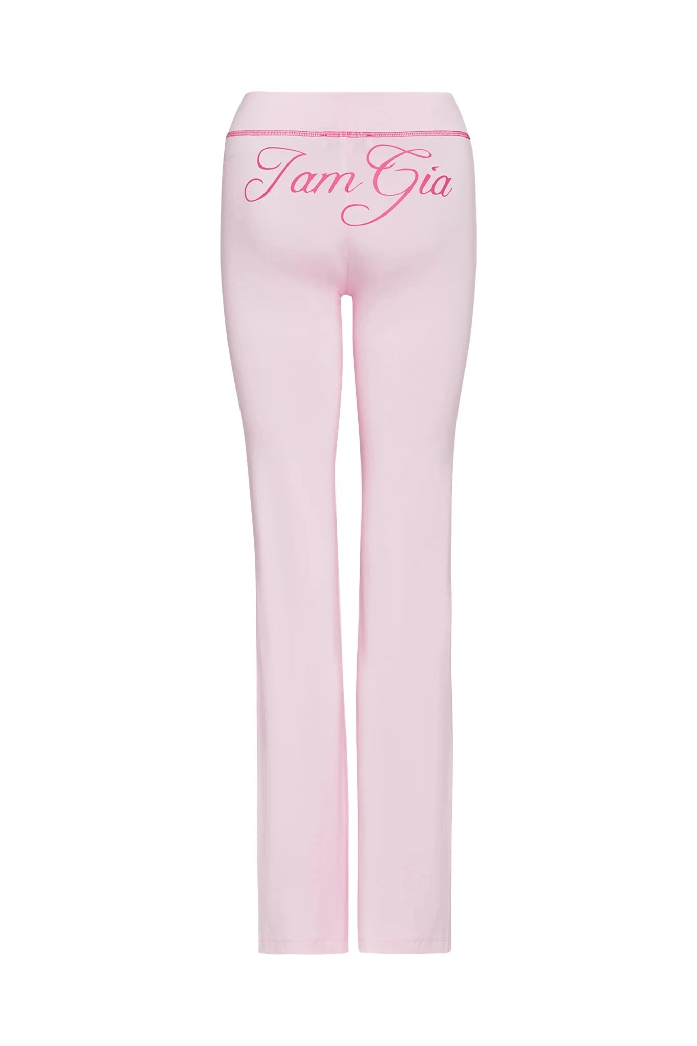 Gia neon pink regular shoulder slim-fit letter print topstitching design slim-fit hooded zip-up short jacket and pants set
