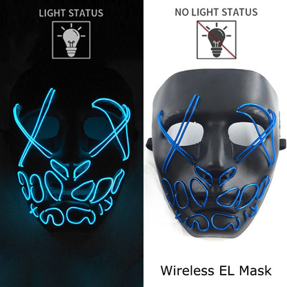Wireless LED Halloween Purge Mask - Glowing Masquerade Horror Mask