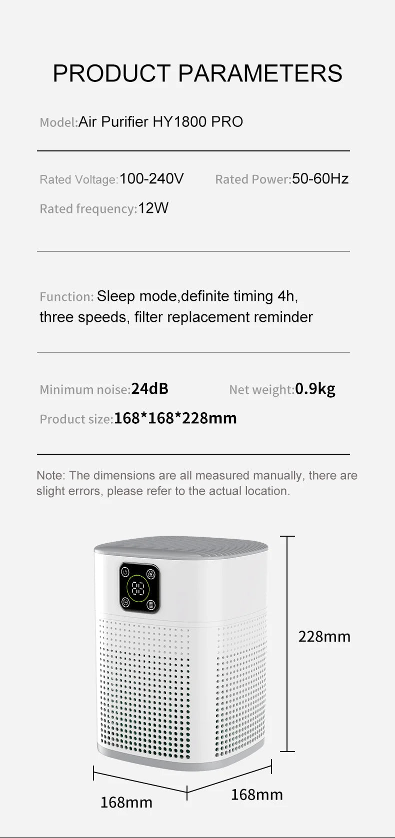 OUNEDA HY1800 Pro Air Purifier - H13 HEPA  Carbon Filters Smart Control Efficient Air Cleaner - ZOOMNSTORE