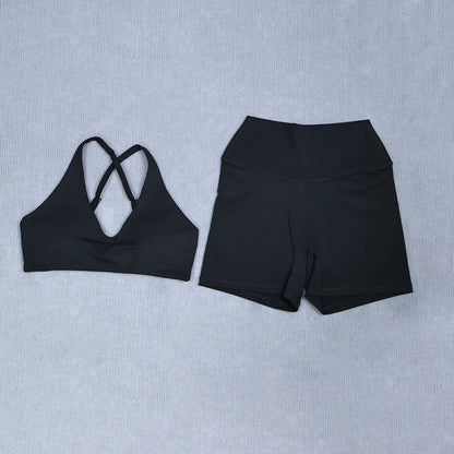 Ctenkevet Women's Summer 2Pcs Sleeveless Sports Set Woman Gym Yoga Outdoors Shockproof Vest Two-piece Running Suit Female