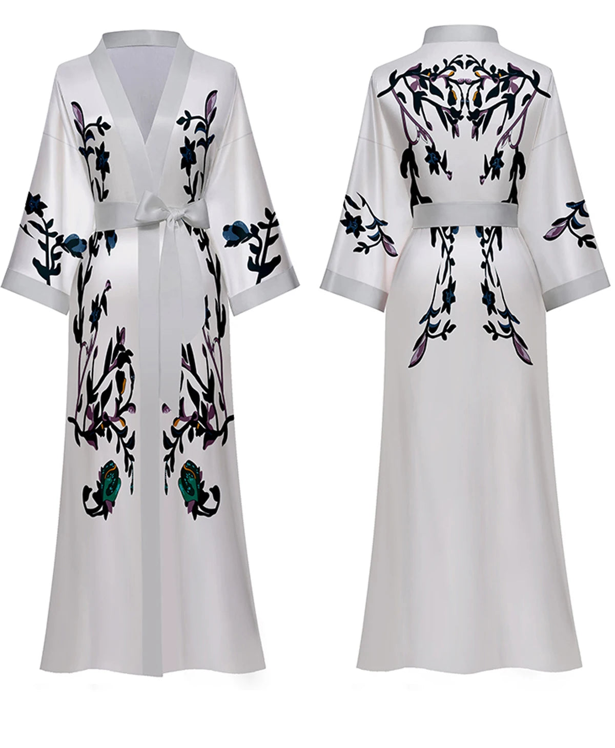Daiwor Kout Silk Satin Robe for Women Long Japanese Kimono Robe Lightweight Soft Bathrobe Summer Luxury Dressing Gown