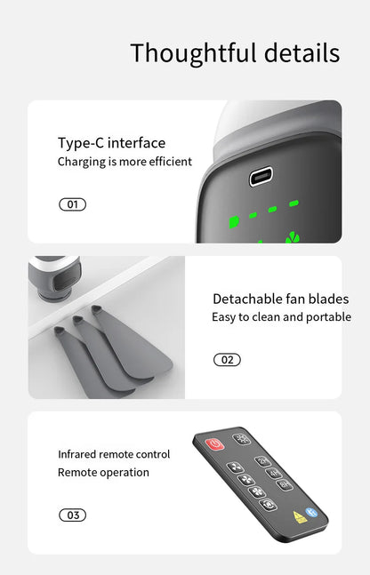 HOMEFISH 12000mAh Camping Ceiling Fan Portable Outdoor Tent Air Circulator Cooling Fan with High Capacity