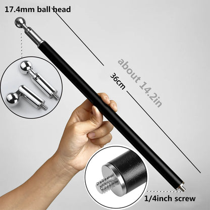 Metal Tube Extendable Rod Selfie Stick Monopod Extention Pole Stand Holder with 1/4inch Screw Ball Head for Mobile Phone Cameras