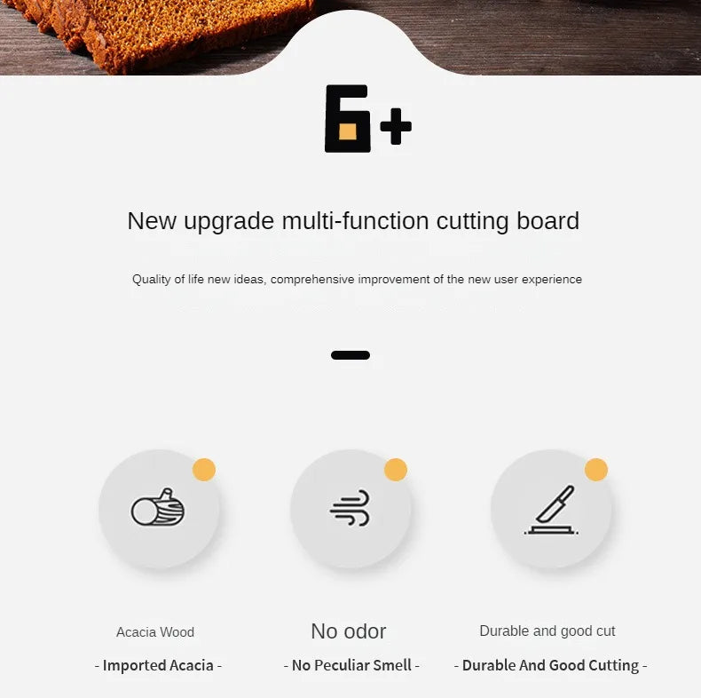 Premium Acacia Cutting Board – Double Sided Wooden Kitchen Chopping Block, Damp Proof & Water Draining