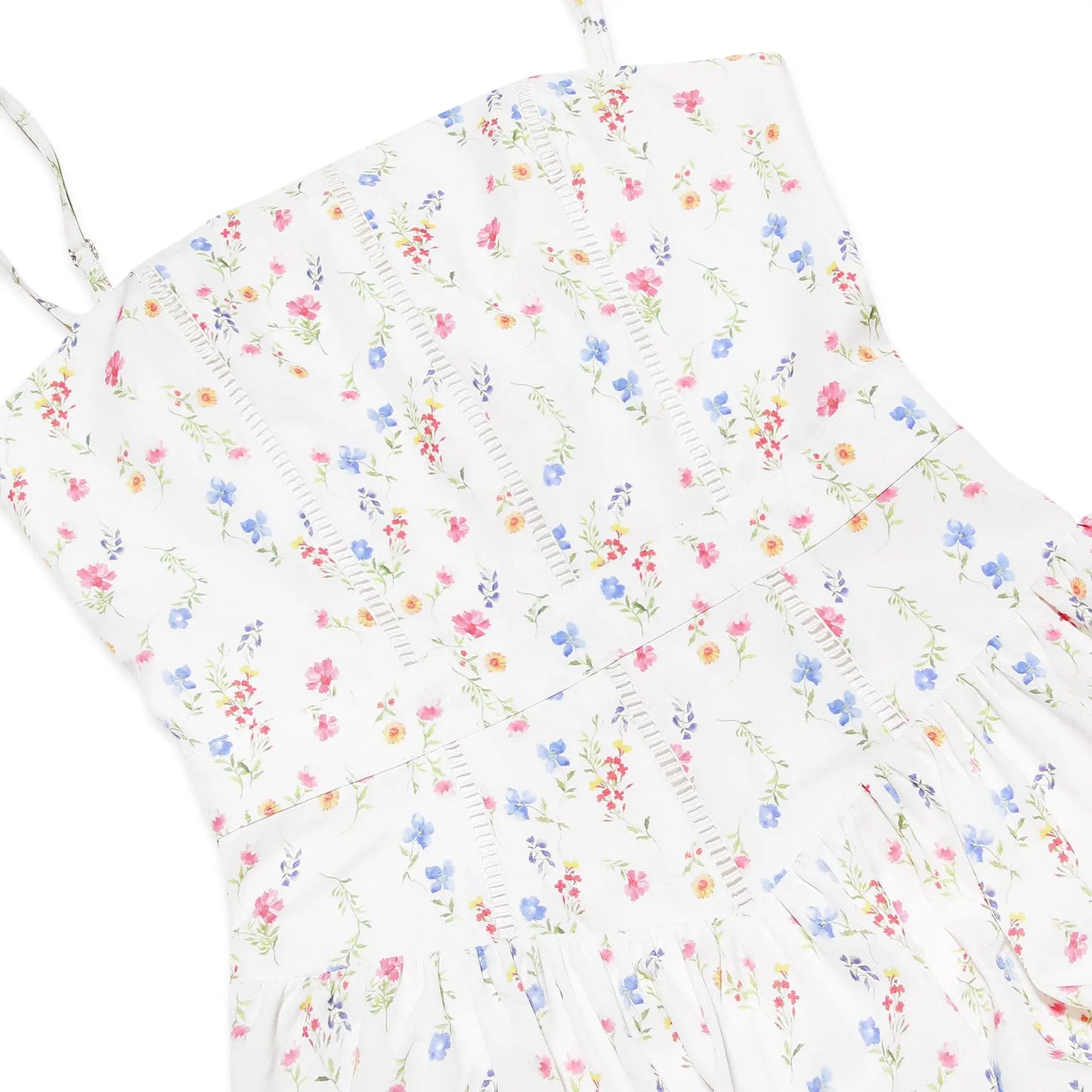 Summer Midi Dress - Women's Floral Print Elegant Camisole Fit and Flare Holiday Dress