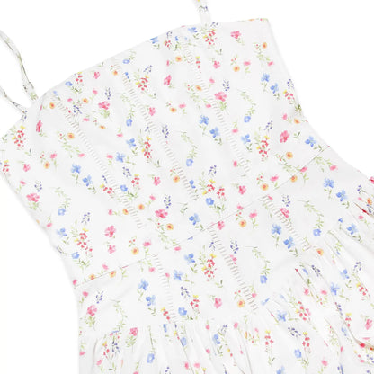 Summer Midi Dress - Women's Floral Print Elegant Camisole Fit and Flare Holiday Dress