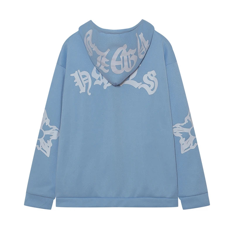 New Women's Street Style Hoodie with Foam Zipper European & American Fashion Casual Comfortable Fit Hooded Sweatshirt