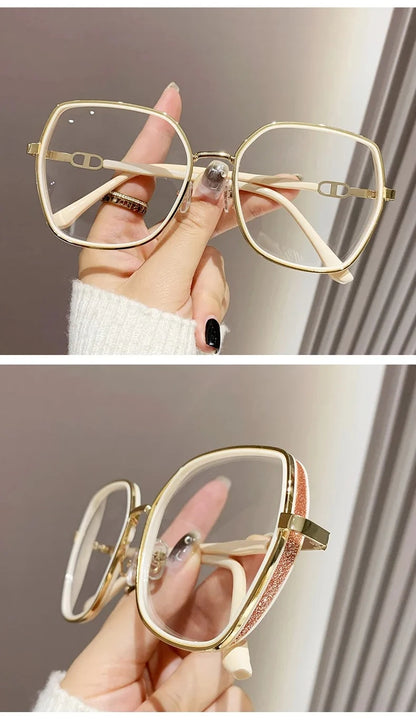 Anti Blue Light Glasses – Oversized Polygonal Frames with Transparent Acrylic Lenses