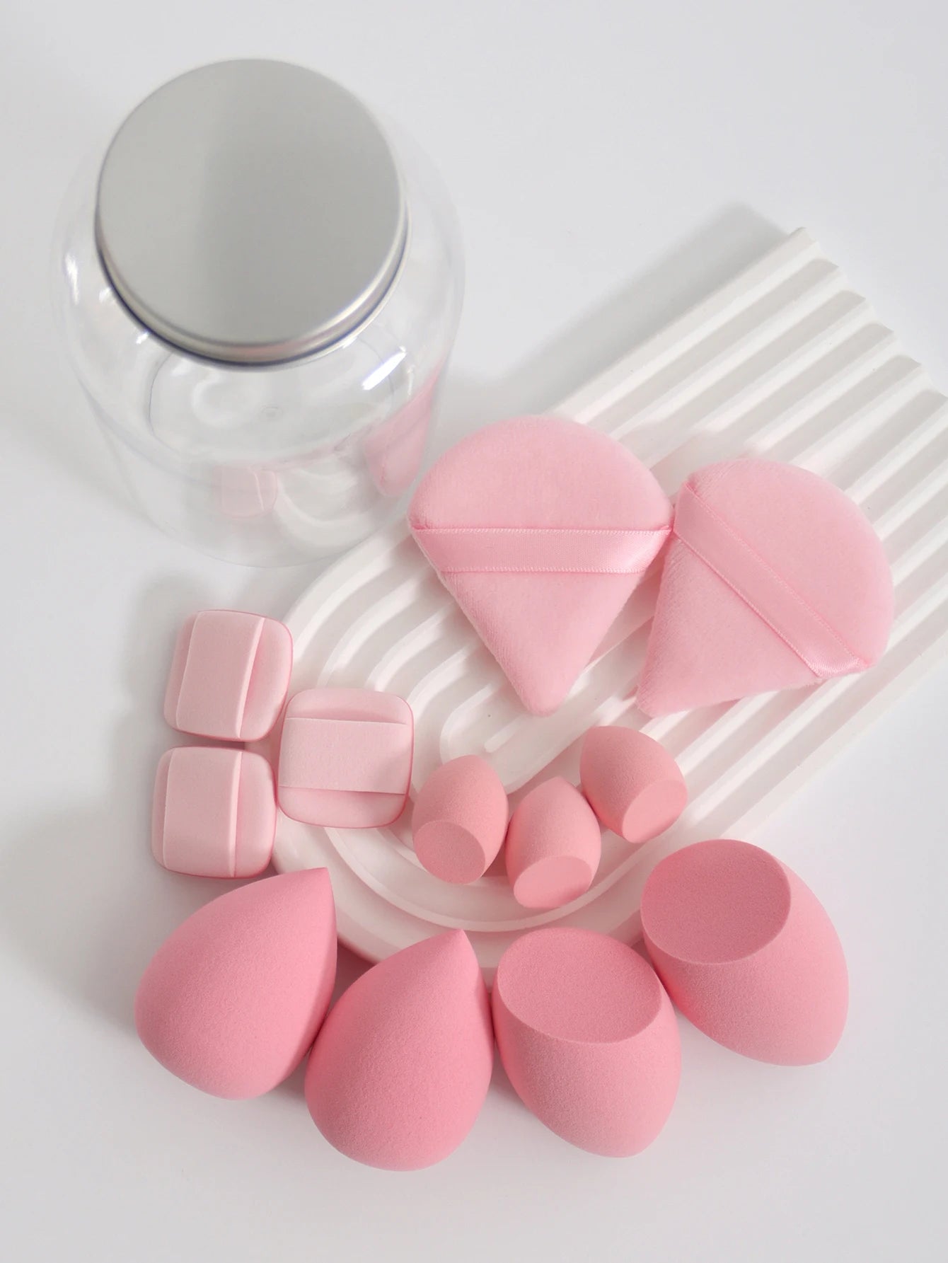 Makeup Sponge Set – 12 Piece Latex Free Sponges with Storage Jar for Wet Dry Use