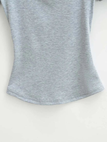Women's Square Collar Slim Fit Crop Top High Stretch Short Sleeve Pullover Sexy Summer Blouse T-shirt Bottoming