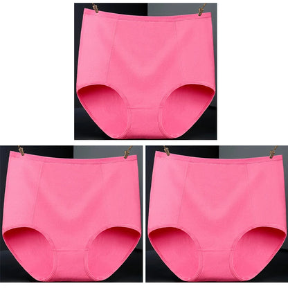3pcs Pure Cotton Brief Female Solid Panties Girls High Waist Comfort Underpants Lady Plus Size Underwear Women Ventilate Pantys