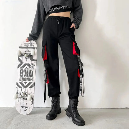 Pants Women Aesthetic Harem Pants Punk Pockets Joggers Harajuku Femme Hiphop Trousers Techwear Y2k Egirl Clothes