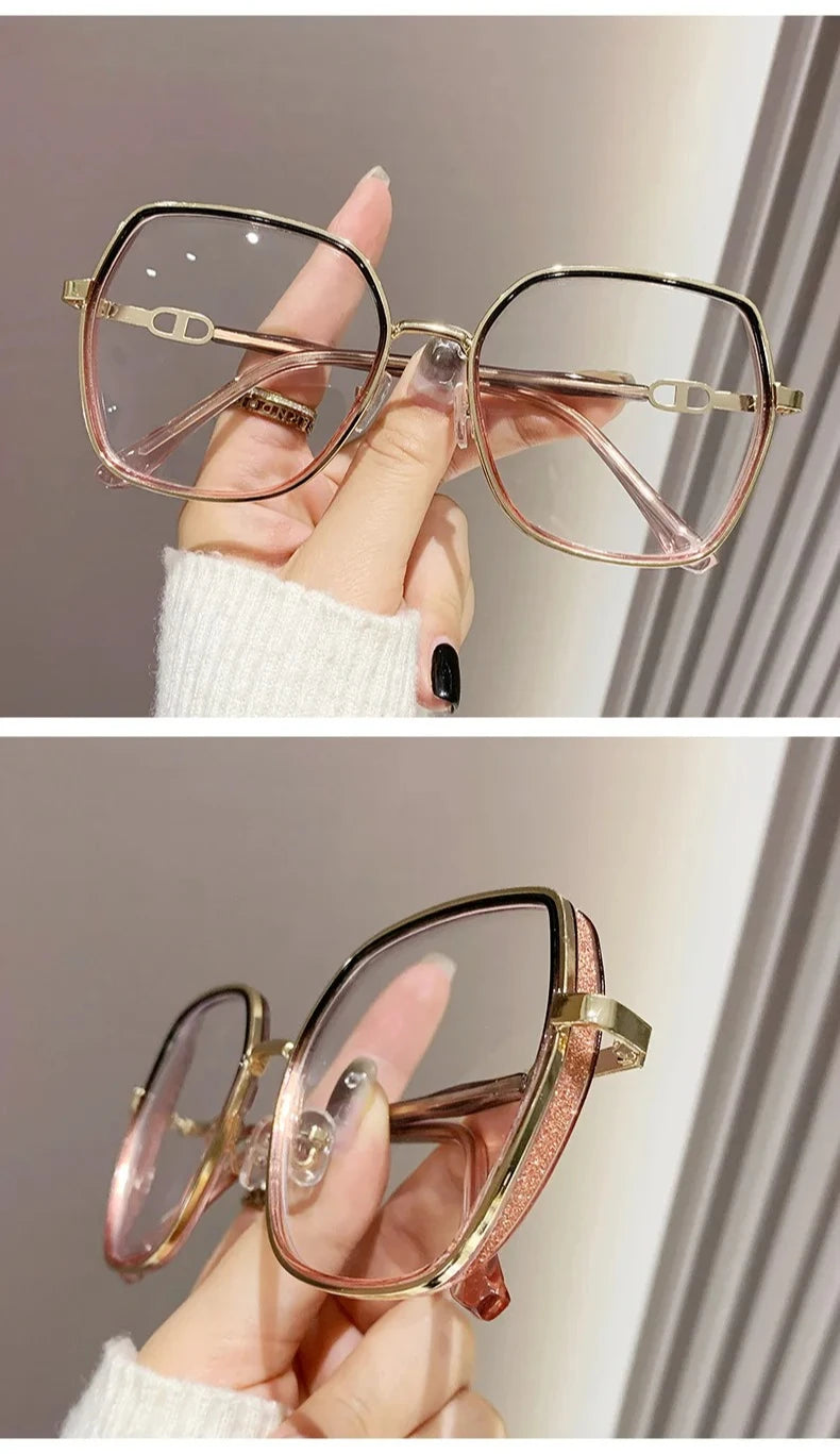 Anti Blue Light Glasses – Oversized Polygonal Frames with Transparent Acrylic Lenses
