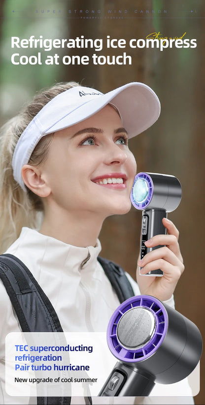 Portable Handheld Turbo Fan 100 Wind Speeds Adjustable Mini Personal Fan Battery Operated Electric Eyelash Fan