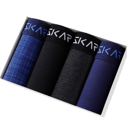 Mens Cotton Boxer Shorts - 4-Pack Underwear Set Soft and Comfortable
