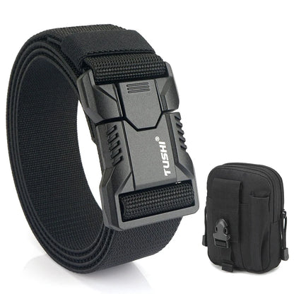 Tactical Outdoor Belt - Adjustable Elastic Waistband With Aluminum Alloy Buckle For Men
