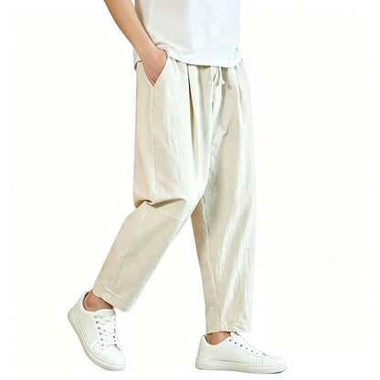 Lightweight Men's Ankel-Length Pants Solid Color Breathable Sweatpants Joggers Men Baggy Pants Streetwear Long Trousers Men