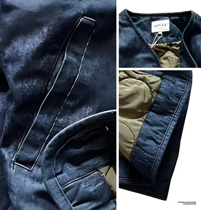 Retro Japanese Sle Thi Warm Autumn Winter Cotton Jaet Casual Versatile Denim Outerwear Stand Collar Men's Clothing