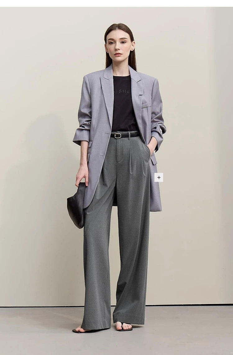 Amii Minimalism Women' S Pants 2026 Spring New Versatile Pleated Loose Wide-leg Pants Solid Color Casual Basic Trousers 12641076