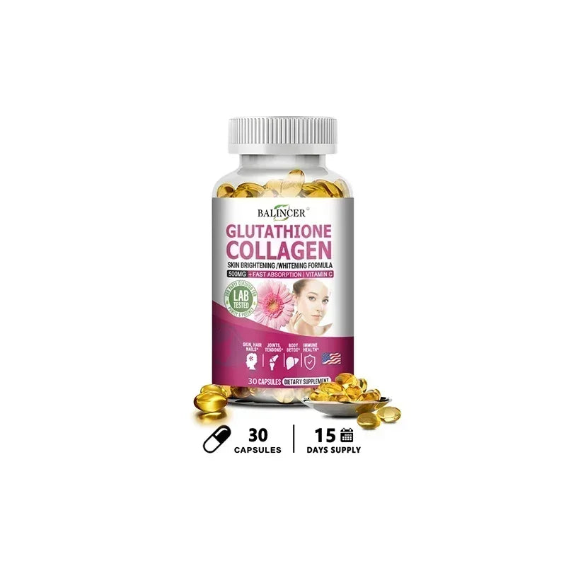 Glutathione Collagen Capsules,Brightening Skin and Anti-aging,Support Hair,Skin and Nail Health,Glutathione Supplement for Women
