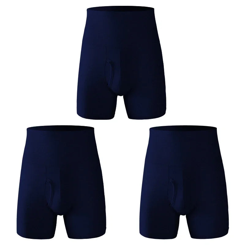3pcs Men's underwear Men's cotton high waist belly large size extended anti - wear leg fat warm sports boxers