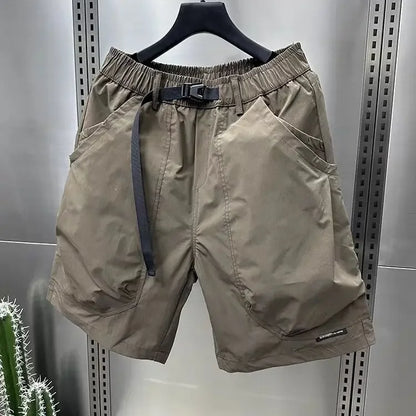 2025 Men's Large Pocket Waistband Work Shorts Summer Thin New Loose Straight Half Middle Pants