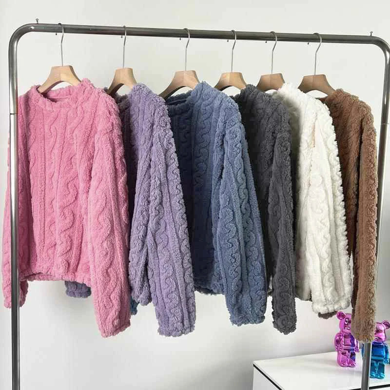 Ultra Soft Warm Coral Fleece Pajama Set Lightweight Fluffy Winter Loungewear Sleepwear For Women Cozy Home Suit Winter Style New