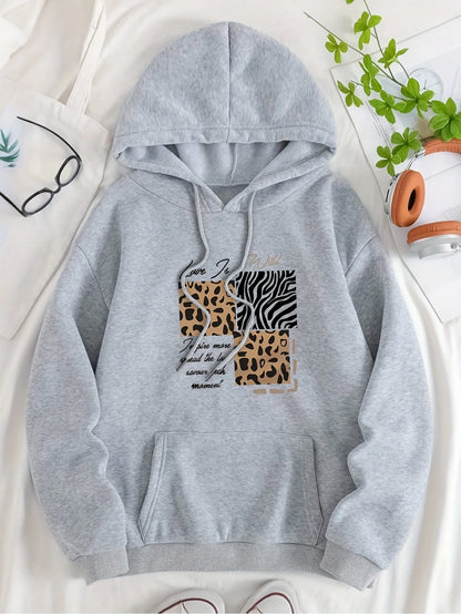 Women's Autumn and Winter Loose Casual Comfortable Letter Printed Thick Long-Sleeved Round Neck Hoodie Pullover